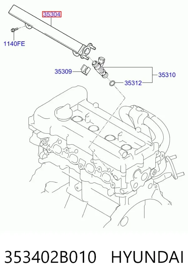 Rampa de combustible 353402B010 Hyundai/Kia