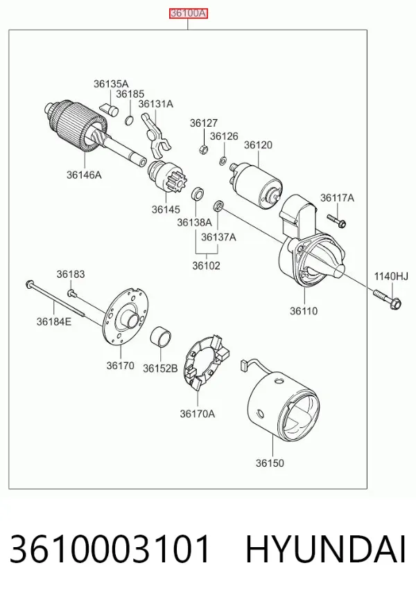 Motor de arranque 3610003101 Hyundai/Kia