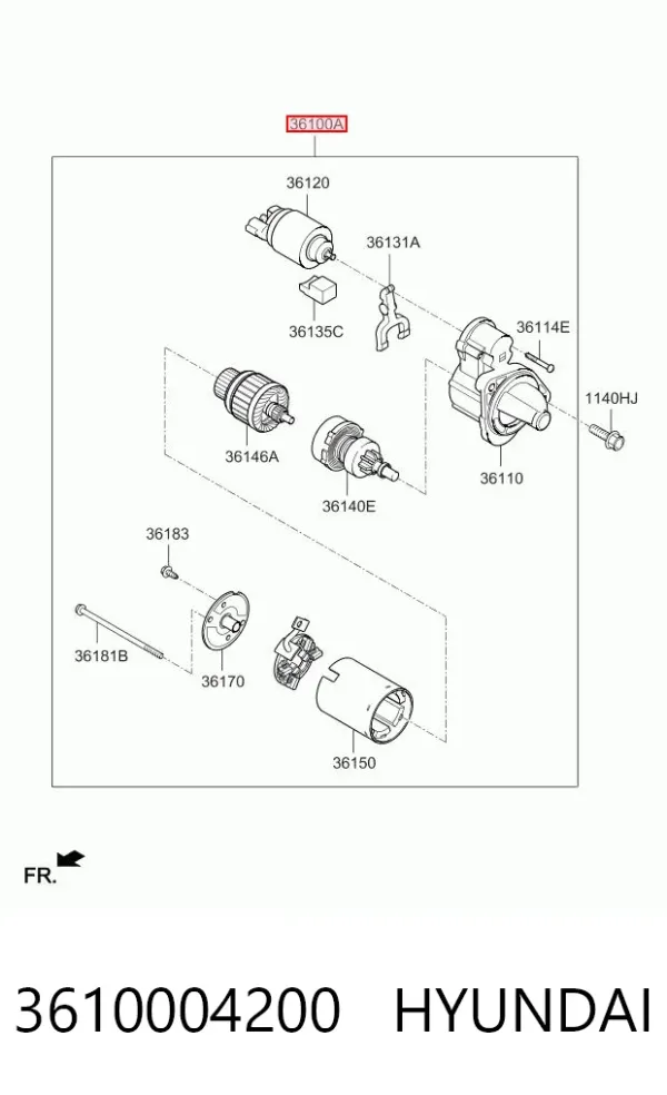 Motor de arranque 3610004200 Hyundai/Kia