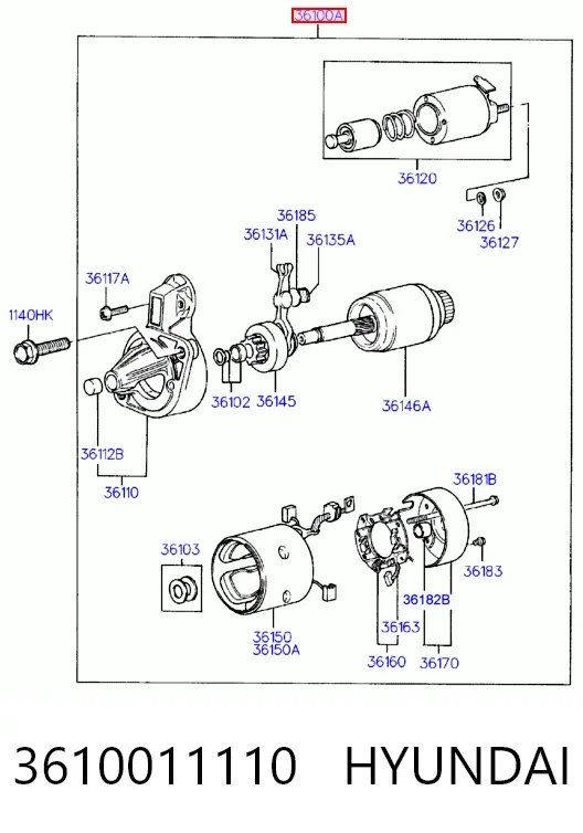Motor de arranque 3610011110 Hyundai/Kia