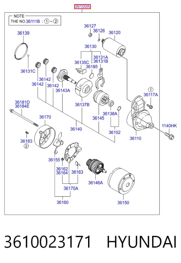 Motor de arranque 3610023171 Hyundai/Kia