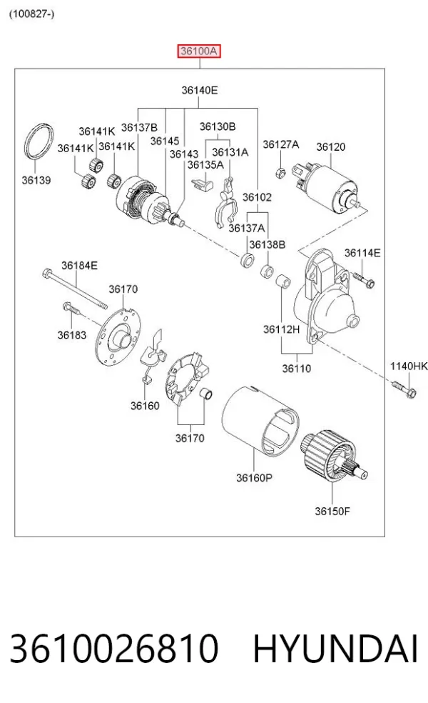 Motor de arranque 3610026810 Hyundai/Kia