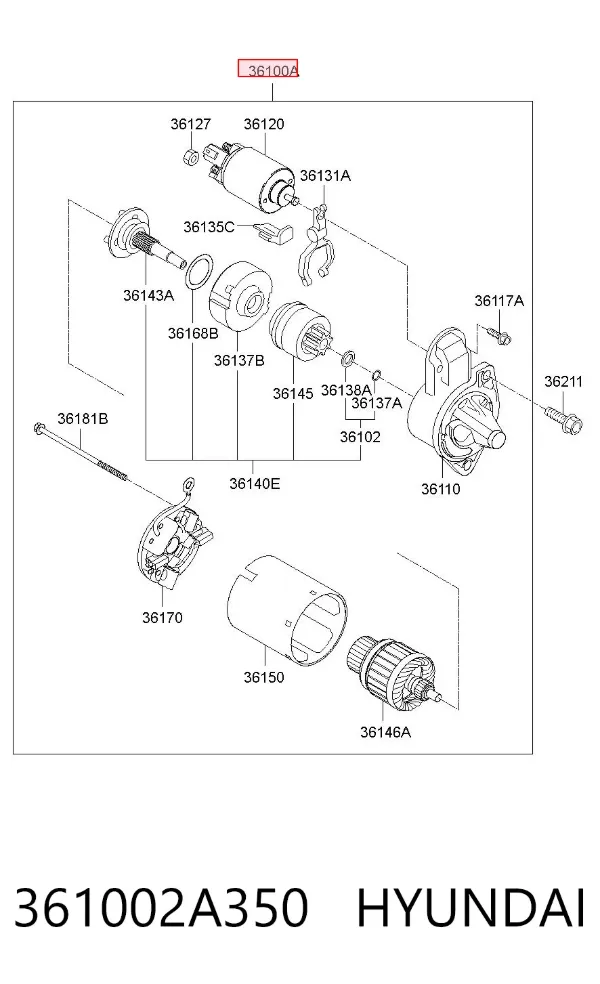 Motor de arranque 361002A350 Hyundai/Kia