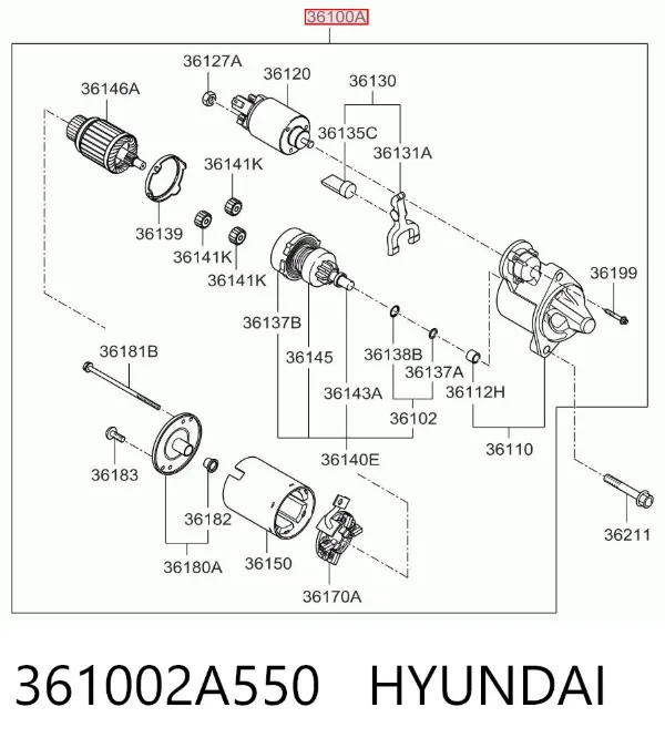 Motor de arranque 361002A550 Hyundai/Kia