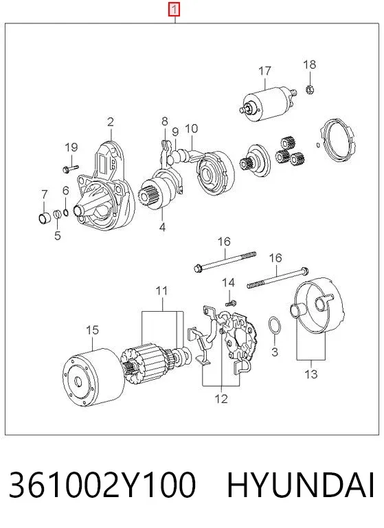 Motor de arranque 361002Y100 Hyundai/Kia