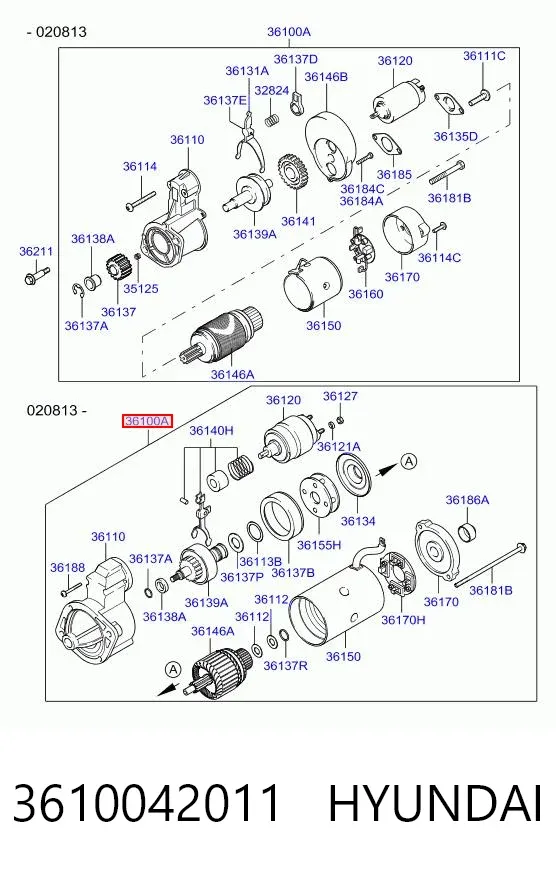 Motor de arranque 3610042011 Hyundai/Kia