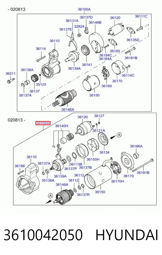Motor de arranque 3610042050 Hyundai/Kia