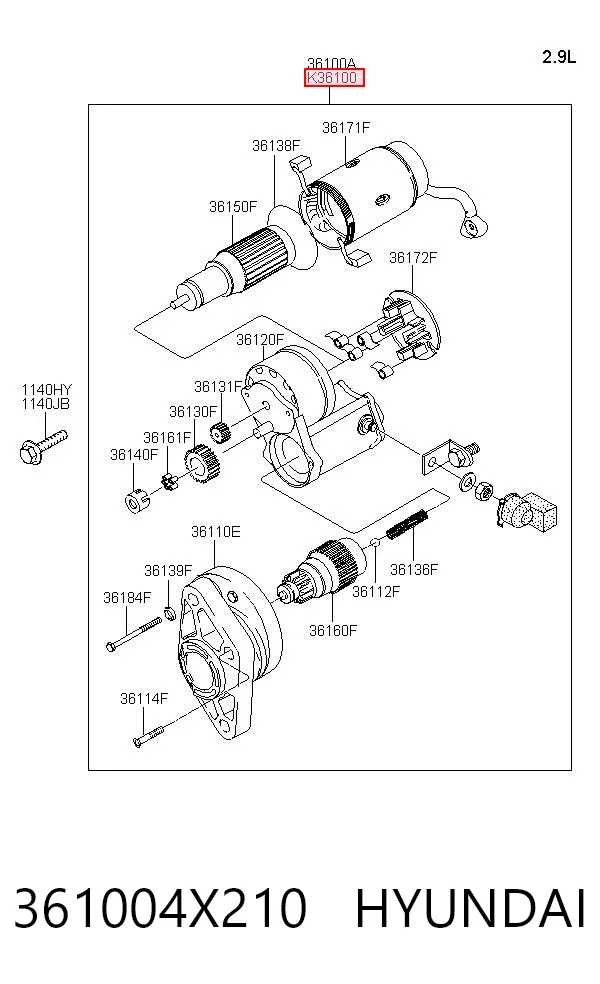 Motor de arranque 361004X210 Hyundai/Kia