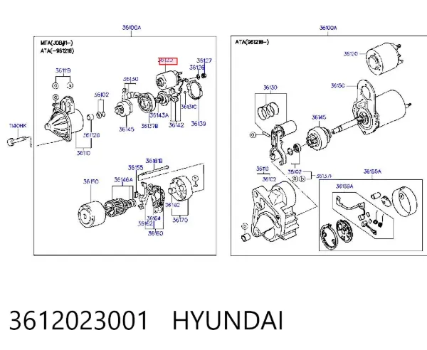 Solenoide de arranque 3612023001 Hyundai/Kia