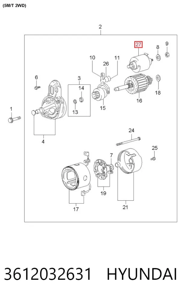Solenoide de arranque 3612032631 Hyundai/Kia