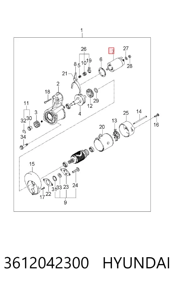 Solenoide de arranque 3612042300 Hyundai/Kia