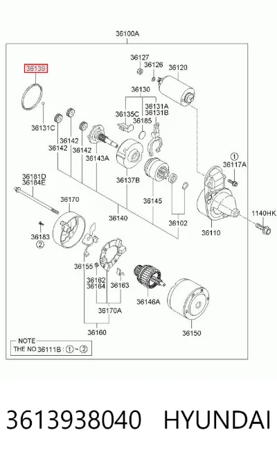 Kit de reparación de motor de arranque HYUNDAI 3613938040