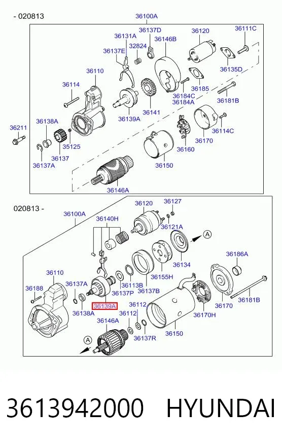 Reductor de arranque 3613942000 Hyundai/Kia