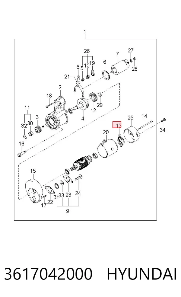 Portaescobillas motor de arranque 3617042000 Hyundai/Kia