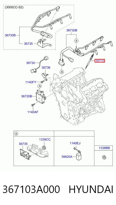 Bujía de precalentamiento 367103A000 Hyundai/Kia