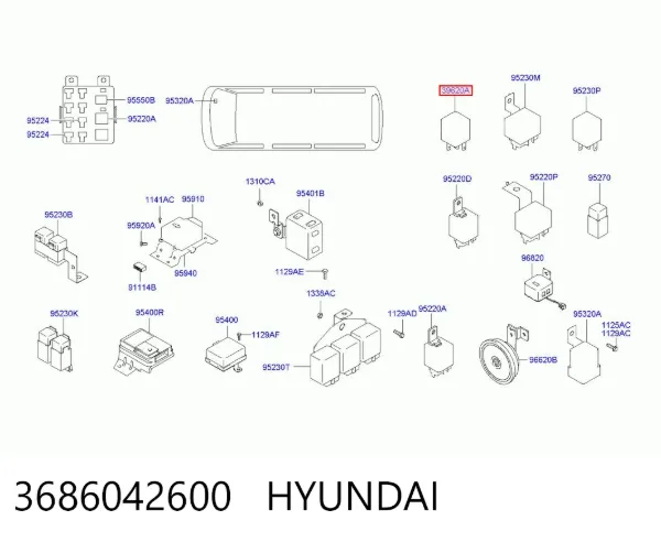 Relé de los calentadores 3686042600 Hyundai/Kia