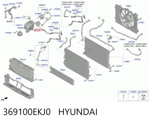 Bomba de agua eléctrica auxiliar 369100EKJ0 Hyundai/Kia