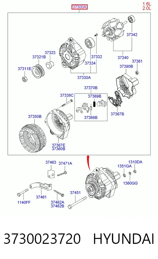 Alternador 3730023720 Hyundai/Kia