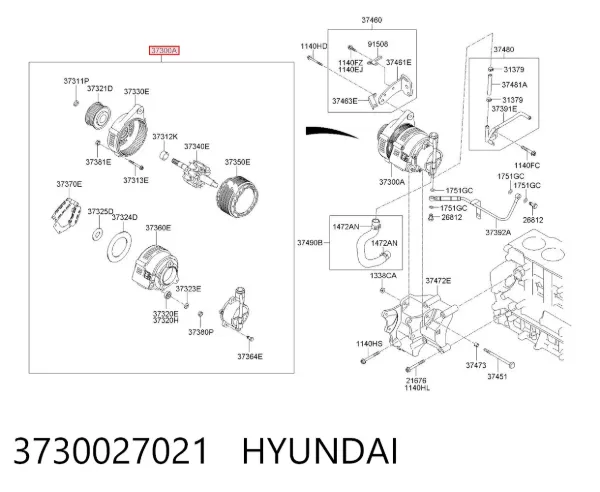 Alternador 3730027021 Hyundai/Kia