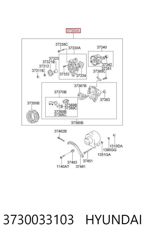 Alternador 3730033103 Hyundai/Kia