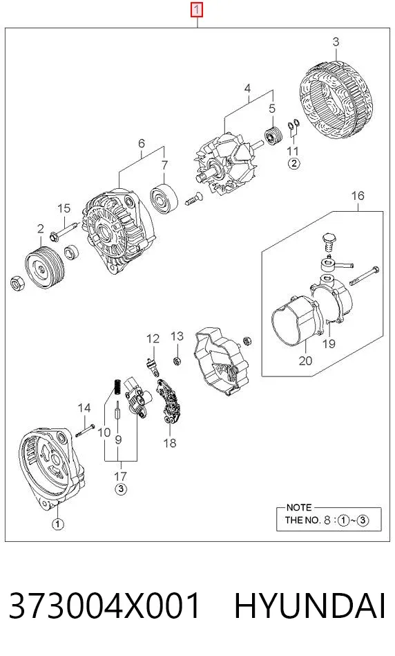 Alternador 373004X001 Hyundai/Kia