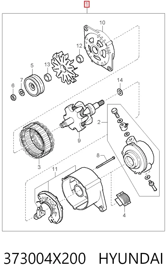 Alternador 373004X200 Hyundai/Kia