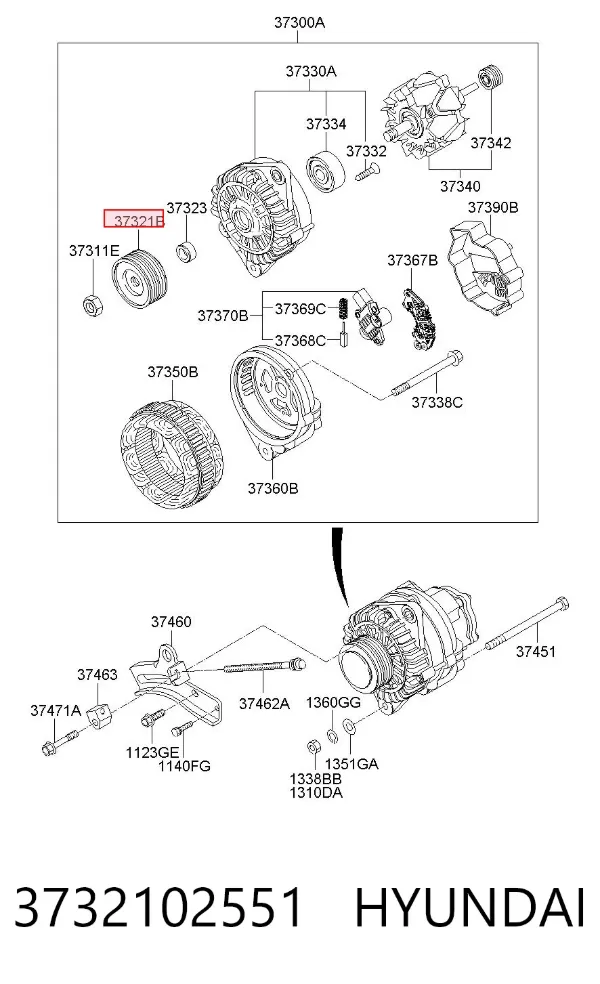 Polea alternador 3732102551 Hyundai/Kia