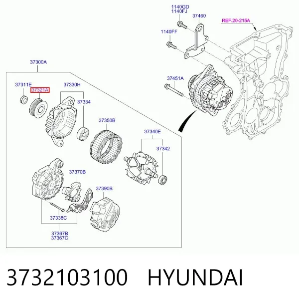 Polea alternador 3732103100 Hyundai/Kia