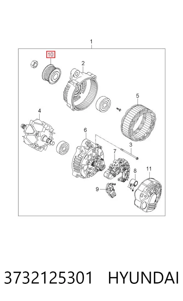 Polea alternador 3732125301 Hyundai/Kia