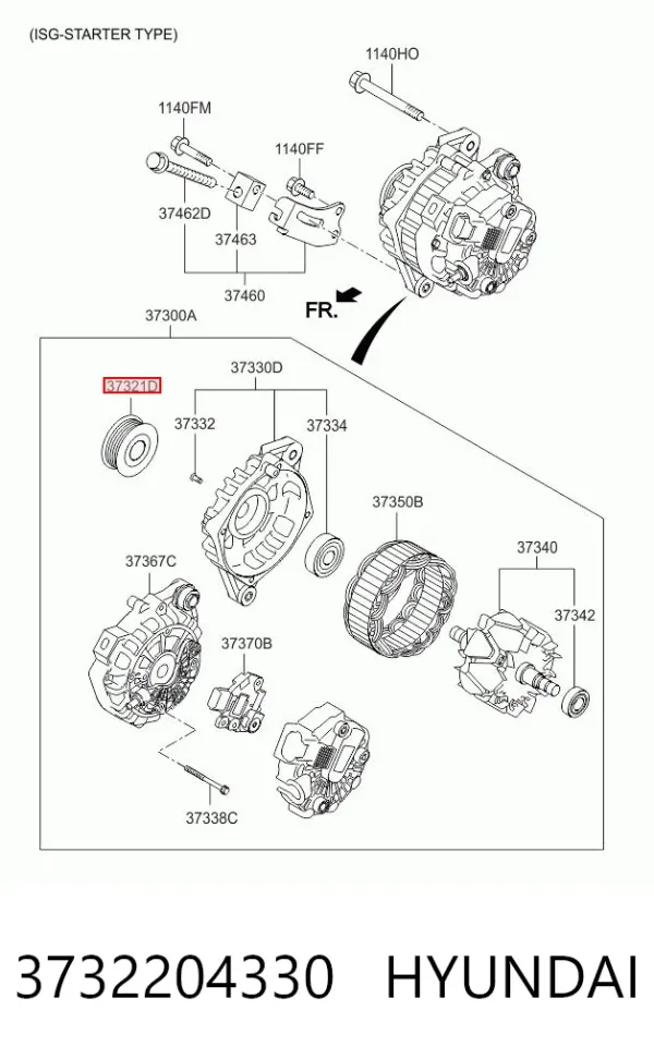Polea alternador 3732204330 Hyundai/Kia
