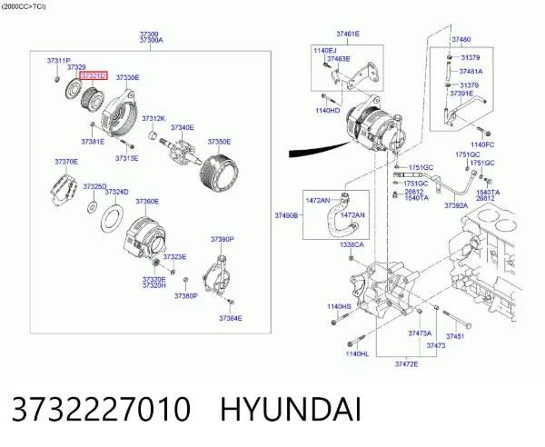 Polea alternador 3732227010 Hyundai/Kia
