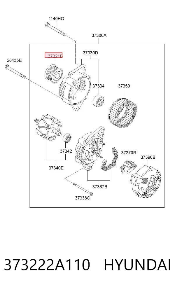 Polea alternador 373222A110 Hyundai/Kia