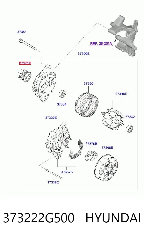 Polea alternador 373222G500 Hyundai/Kia