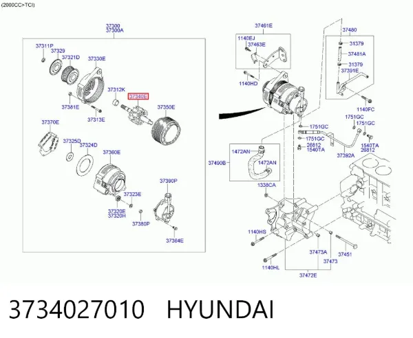 Rotor del alternador 3734027010 Hyundai/Kia