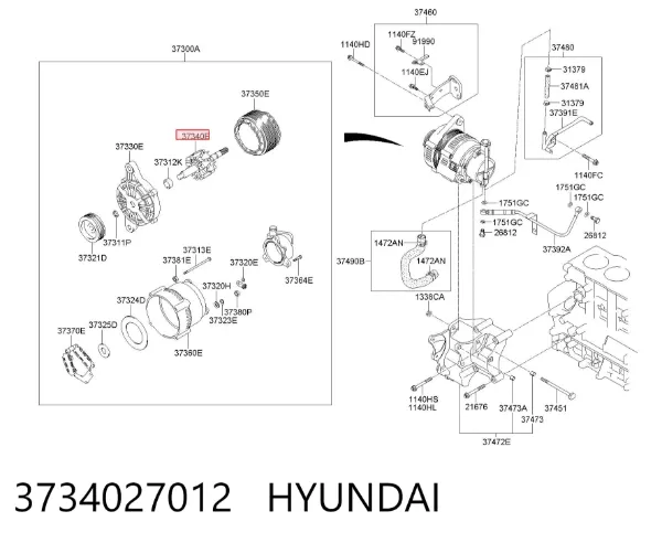 Rotor del alternador 3734027012 Hyundai/Kia