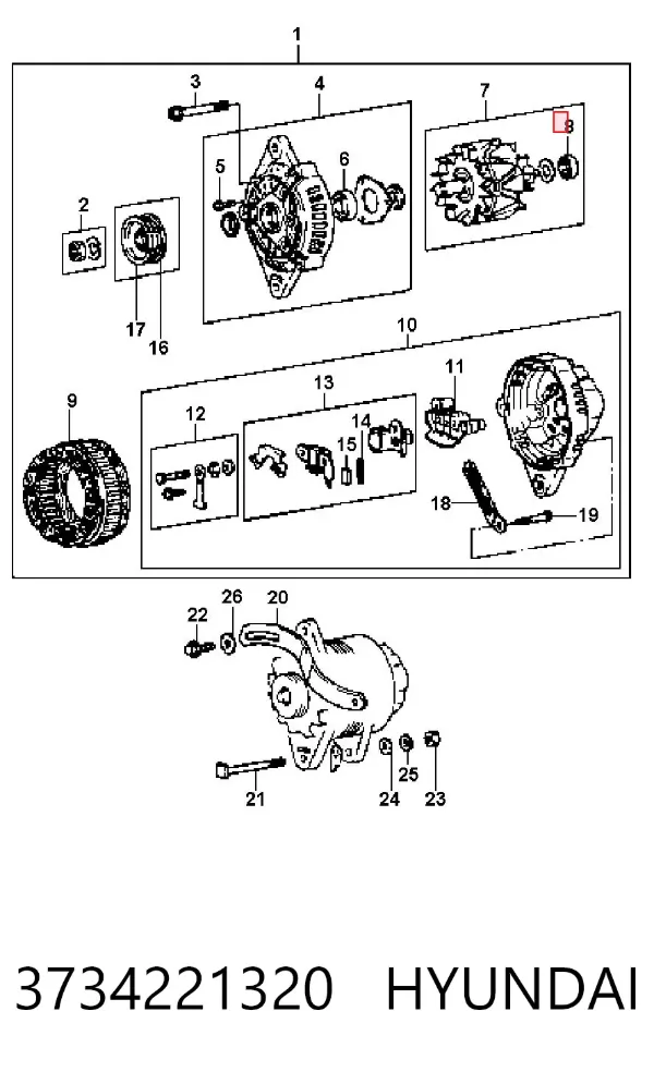 Rodamiento alternador 3734221320 Hyundai/Kia