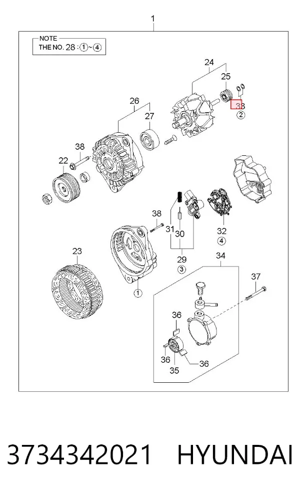 Retén del alternador 3734342021 Hyundai/Kia