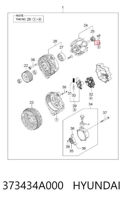 Retén del alternador HYUNDAI 373434A000