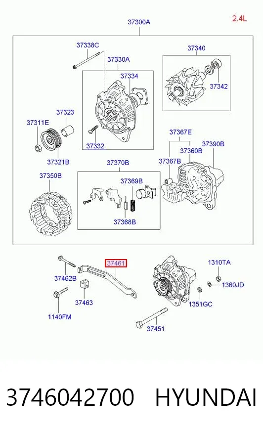 Soporte del alternador 3746042700 Hyundai/Kia