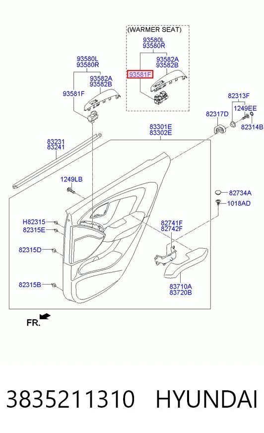 Unidad de control de elevalunas trasero 3835211310 Hyundai/Kia