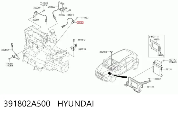 Sensor de cigüeñal 391802A500 Hyundai/Kia