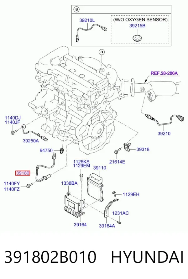 Sensor de cigüeñal 391802B010 Hyundai/Kia