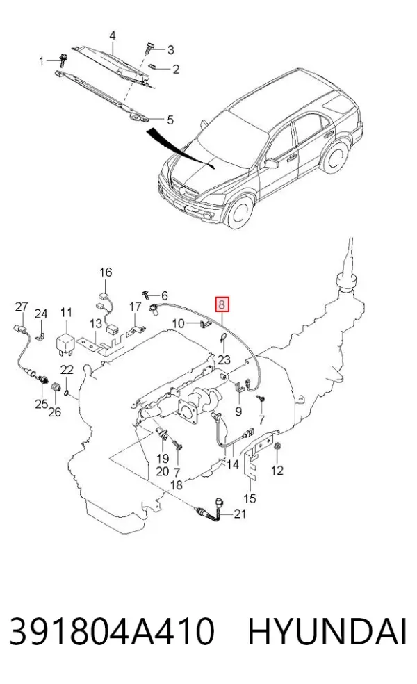 Sensor de cigüeñal 391804A410 Hyundai/Kia