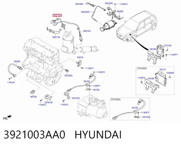 Sensor de oxígeno previo al catalizador 3921003AA0 Hyundai/Kia