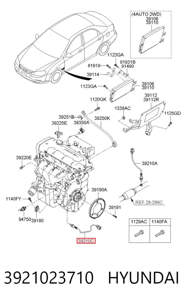 Sensor de oxígeno previo al catalizador 3921023710 Hyundai/Kia