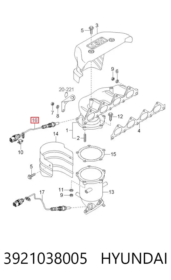 Sonda lambda 3921038005 Hyundai/Kia