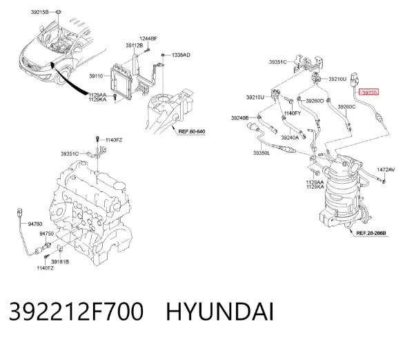 Sensor de temperatura de gases de escape antes del filtro de partículas 392212F700 Hyundai/Kia