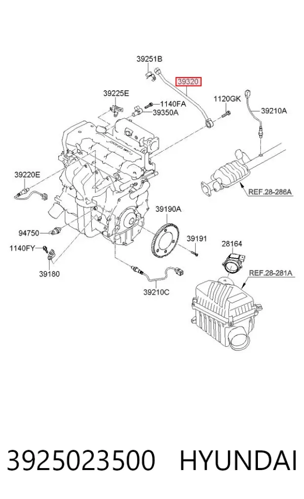 Sensor de detonacion 3925023500 Hyundai/Kia