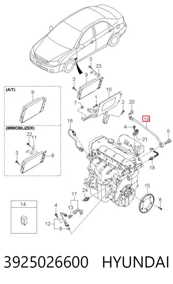 Sensor de detonacion 3925026600 Hyundai/Kia