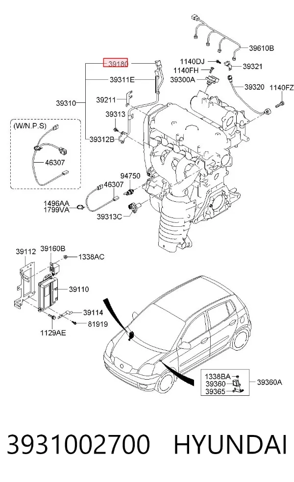 Sensor de cigüeñal 3931002700 Hyundai/Kia